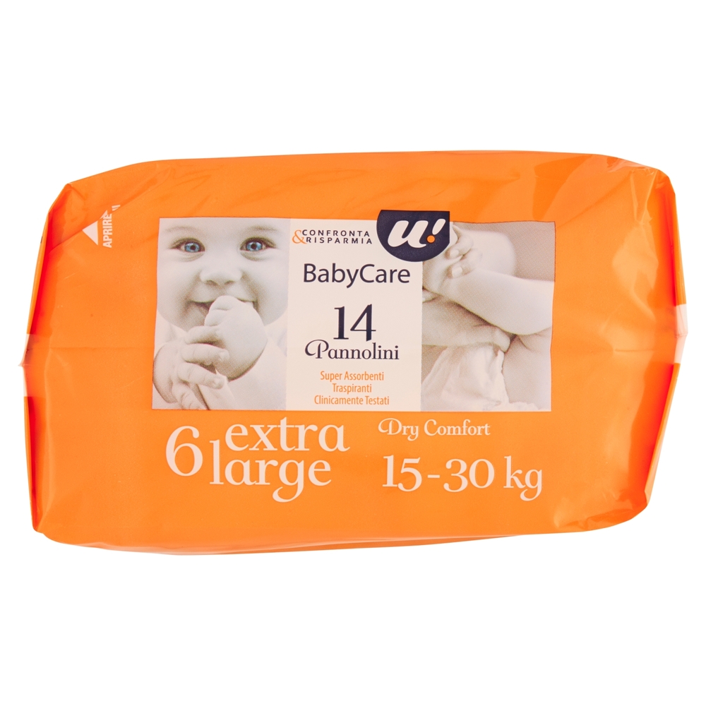 14 PANNOLINI BABY CARE EXTRA LARGE DRY COMFORT 15-30 KG U! Confronta & Risparmia